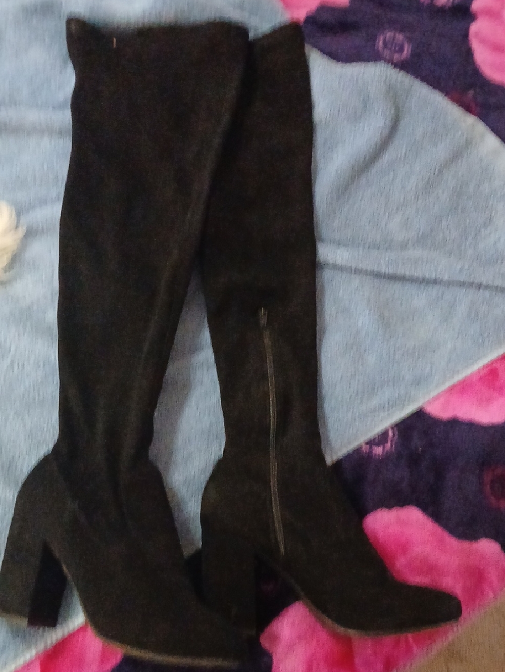 Carlos by Carlos Santana Black Over-The-Knee Block Heel Boots